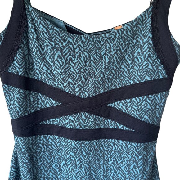 Free People Dress Sm Cross My Heart Teal Black Fitted Mini Back Cut Out Sexy - Picture 11 of 13